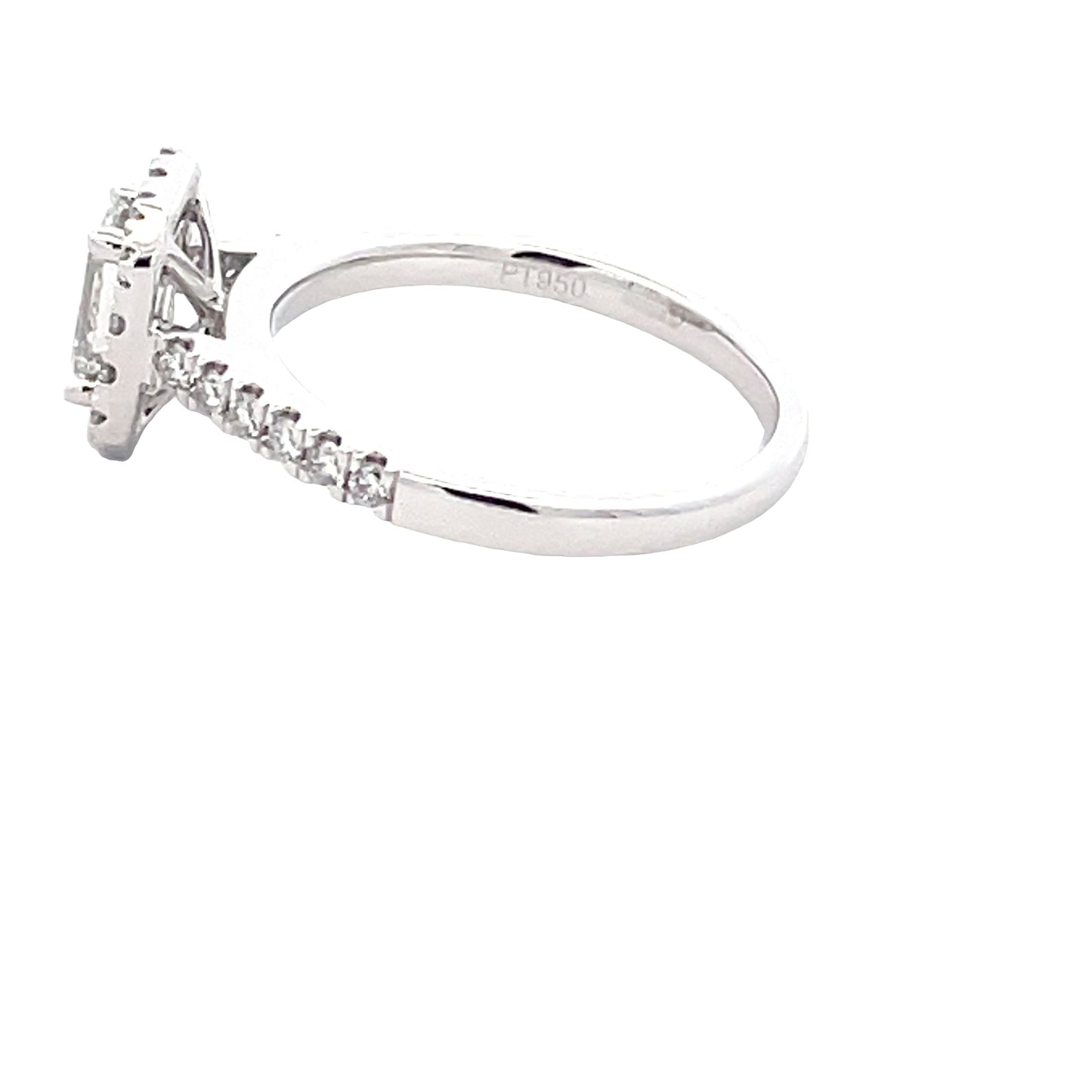 Platinum Emerald Cut Halo Cluster Style Diamond Ring - 1.20cts Gardiner Brothers