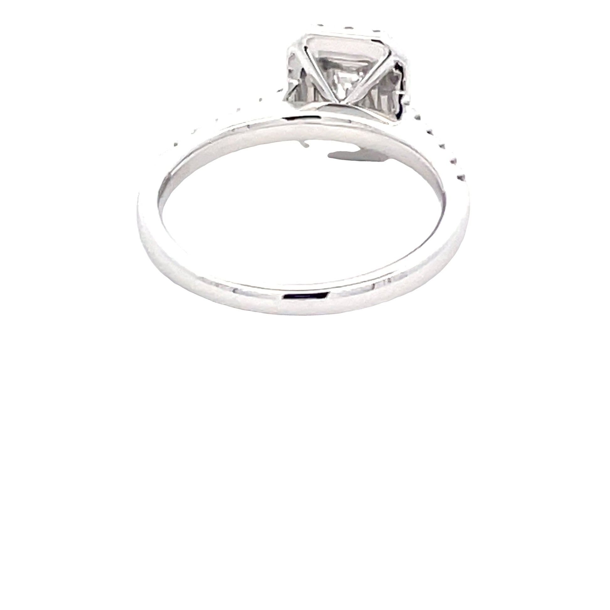 Platinum Emerald Cut Halo Cluster Style Diamond Ring - 1.20cts Gardiner Brothers