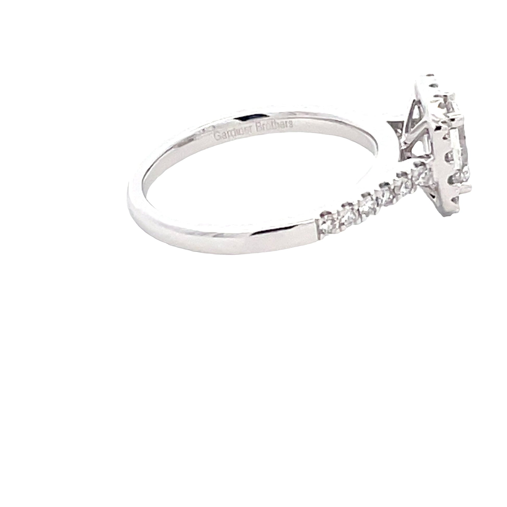 Platinum Emerald Cut Halo Cluster Style Diamond Ring - 1.20cts Gardiner Brothers