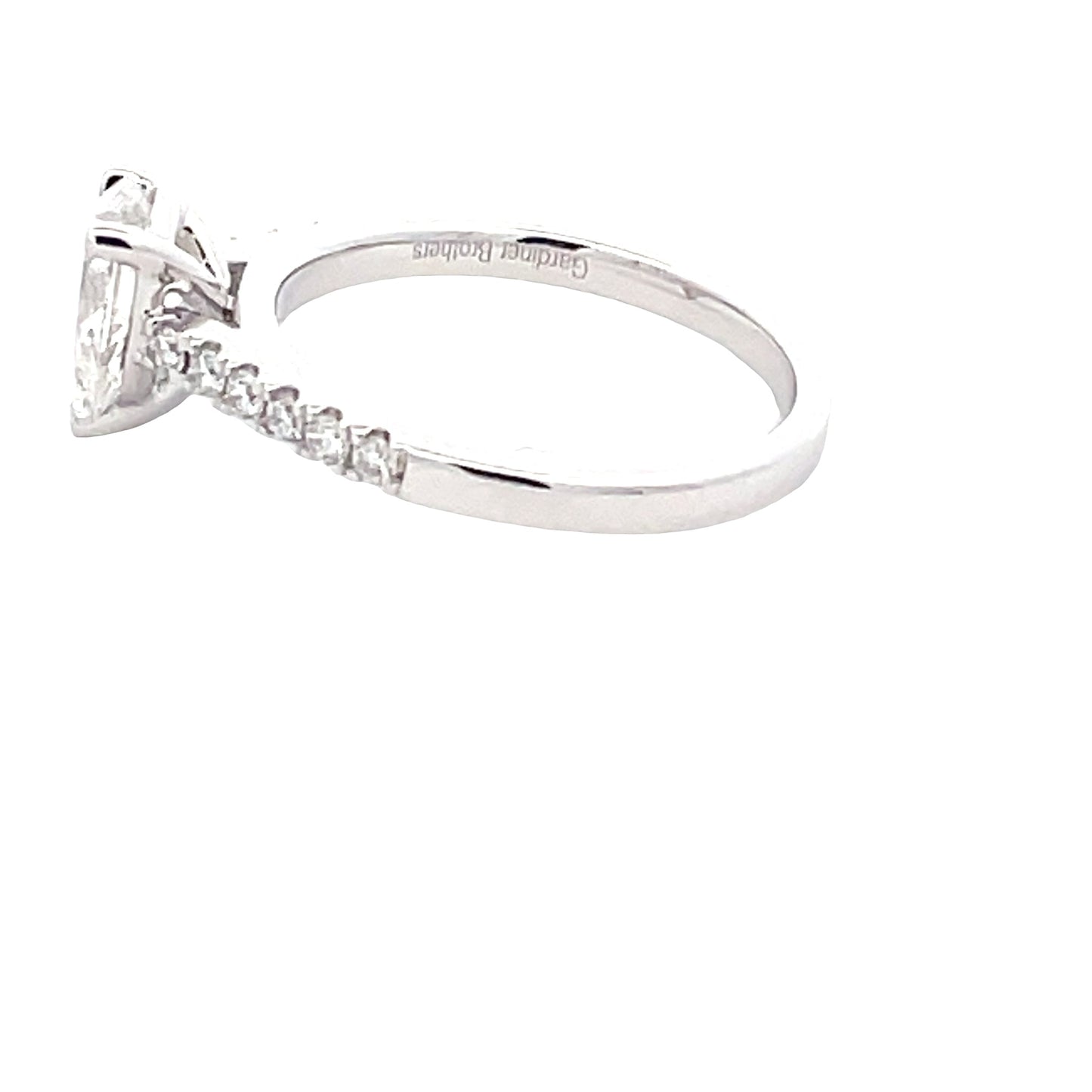 Platinum Pear Shaped Diamond Solitaire Ring with diamond set shoulders - 1.26cts Gardiner Brothers