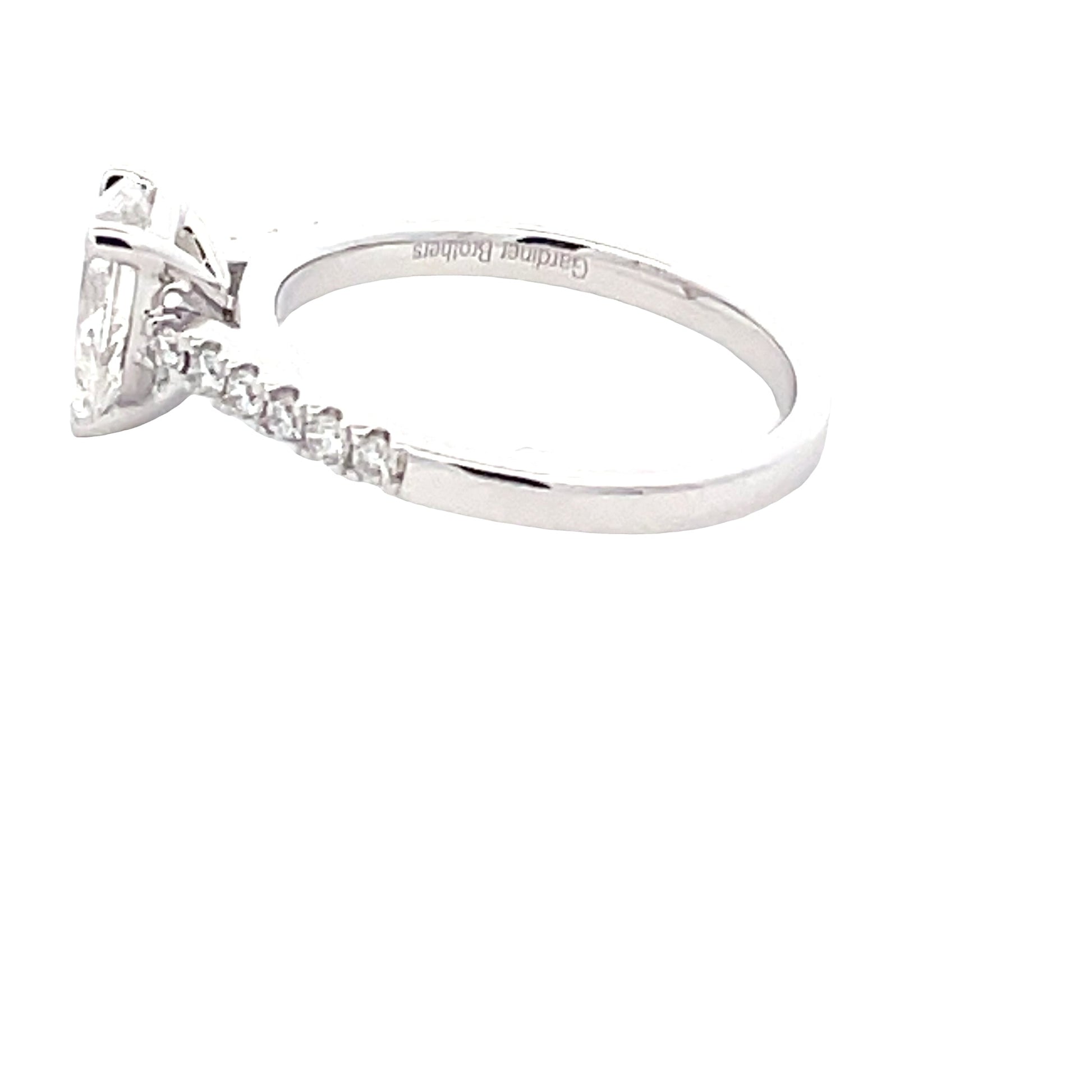 Platinum Pear Shaped Diamond Solitaire Ring with diamond set shoulders - 1.26cts Gardiner Brothers