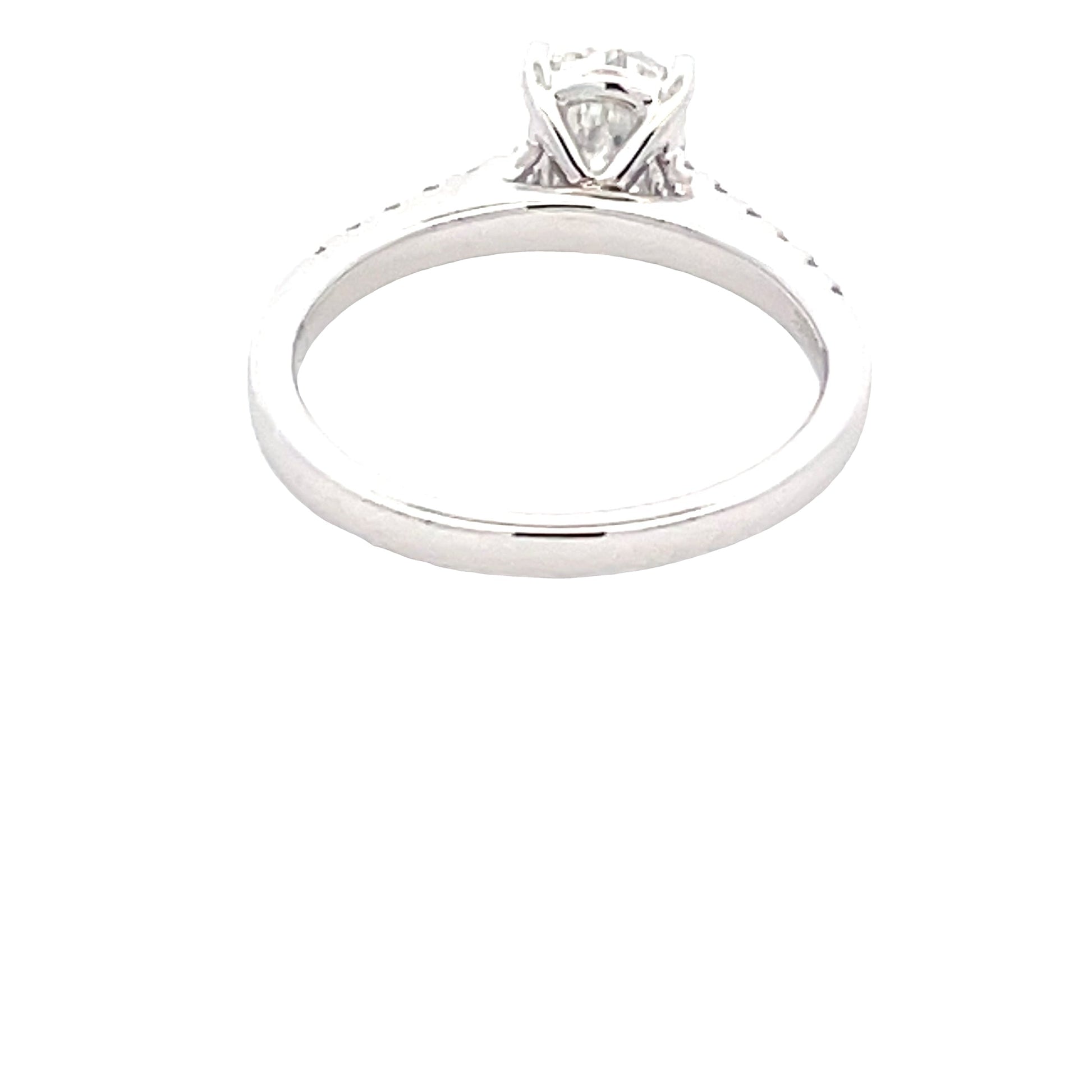 Platinum Pear Shaped Diamond Solitaire Ring with diamond set shoulders - 1.26cts Gardiner Brothers