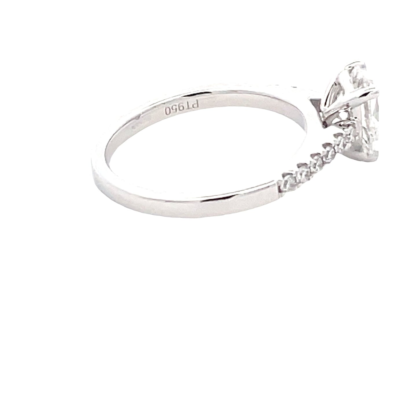 Platinum Pear Shaped Diamond Solitaire Ring with diamond set shoulders - 1.26cts Gardiner Brothers