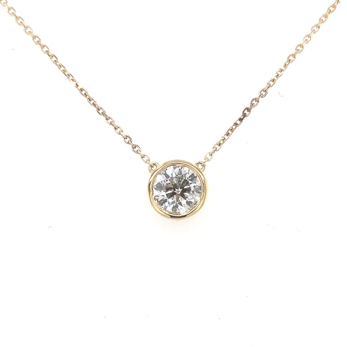 Round Brilliant Cut Diamond Rub-over style pendant - 1.20cts  Gardiner Brothers   