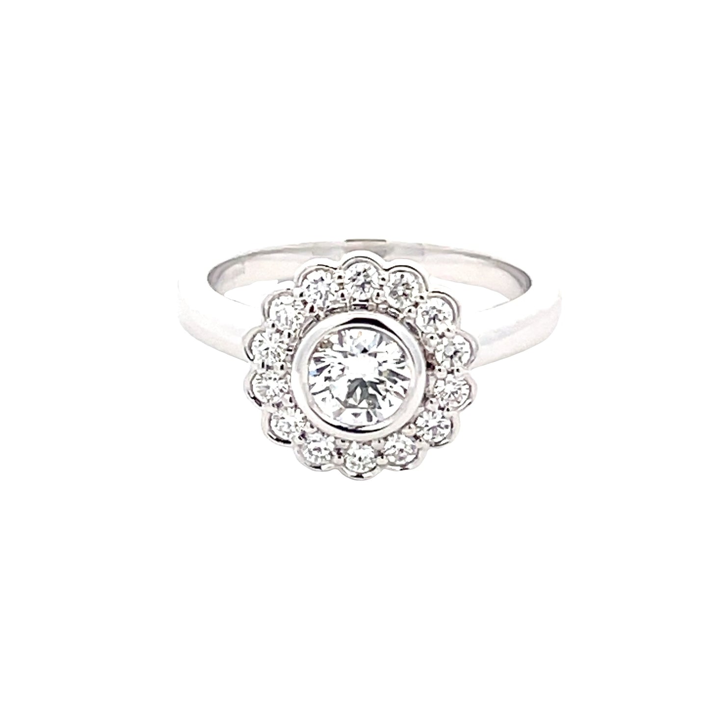 Platinum Round Brilliant Cut Diamond Vintage Cluster Style Ring Gardiner Brothers