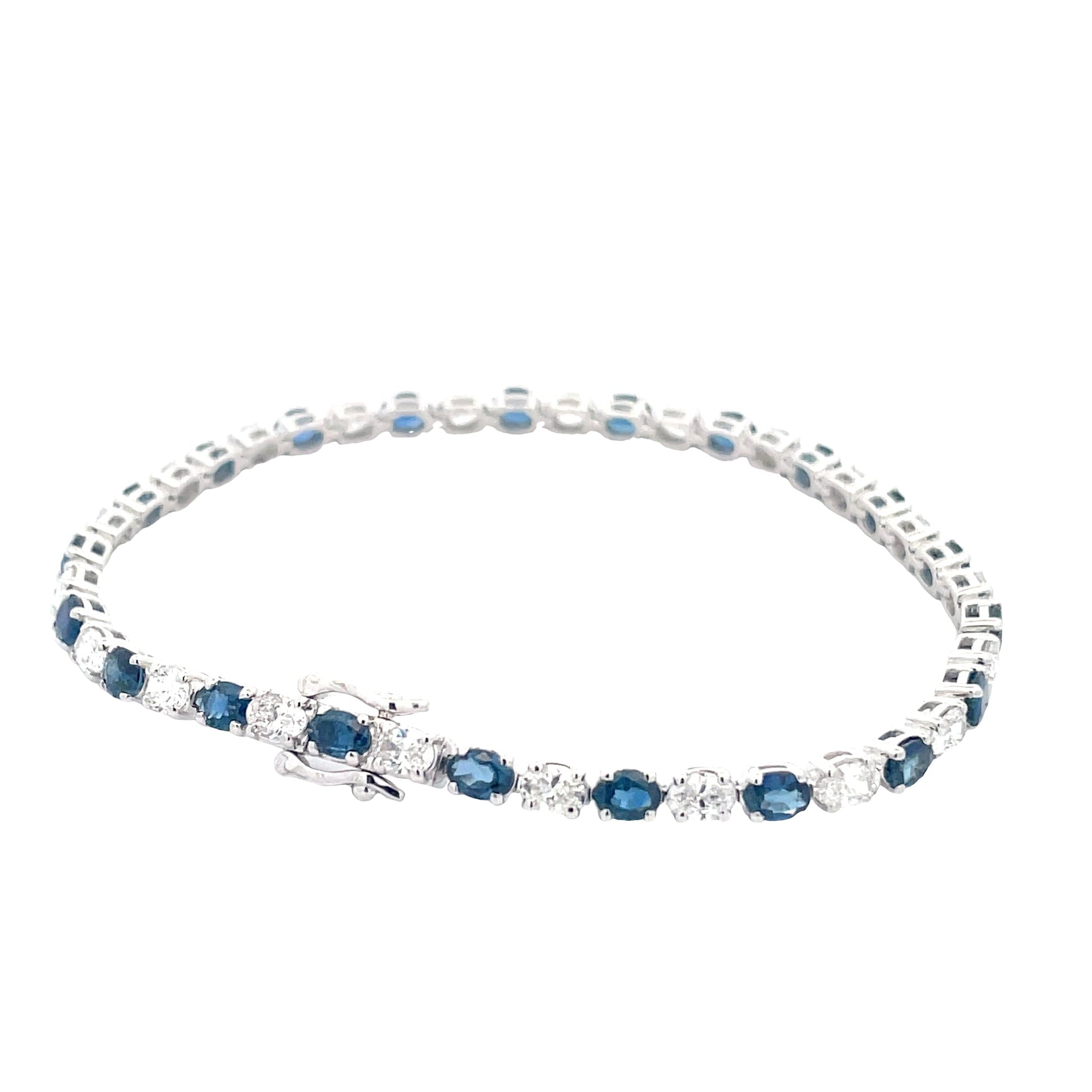 Oval Sapphire and Diamond Tennis Style Bracelet  Gardiner Brothers   