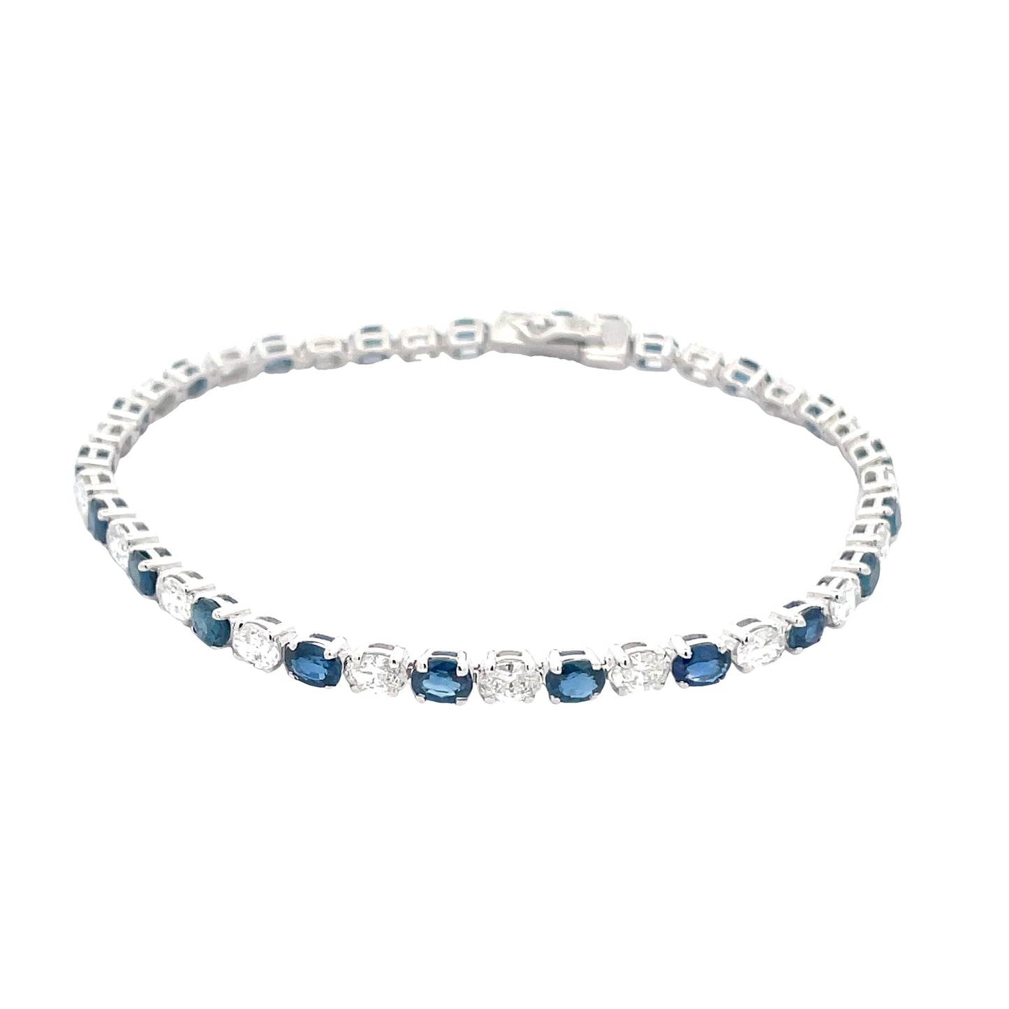 Oval Sapphire and Diamond Tennis Style Bracelet  Gardiner Brothers   