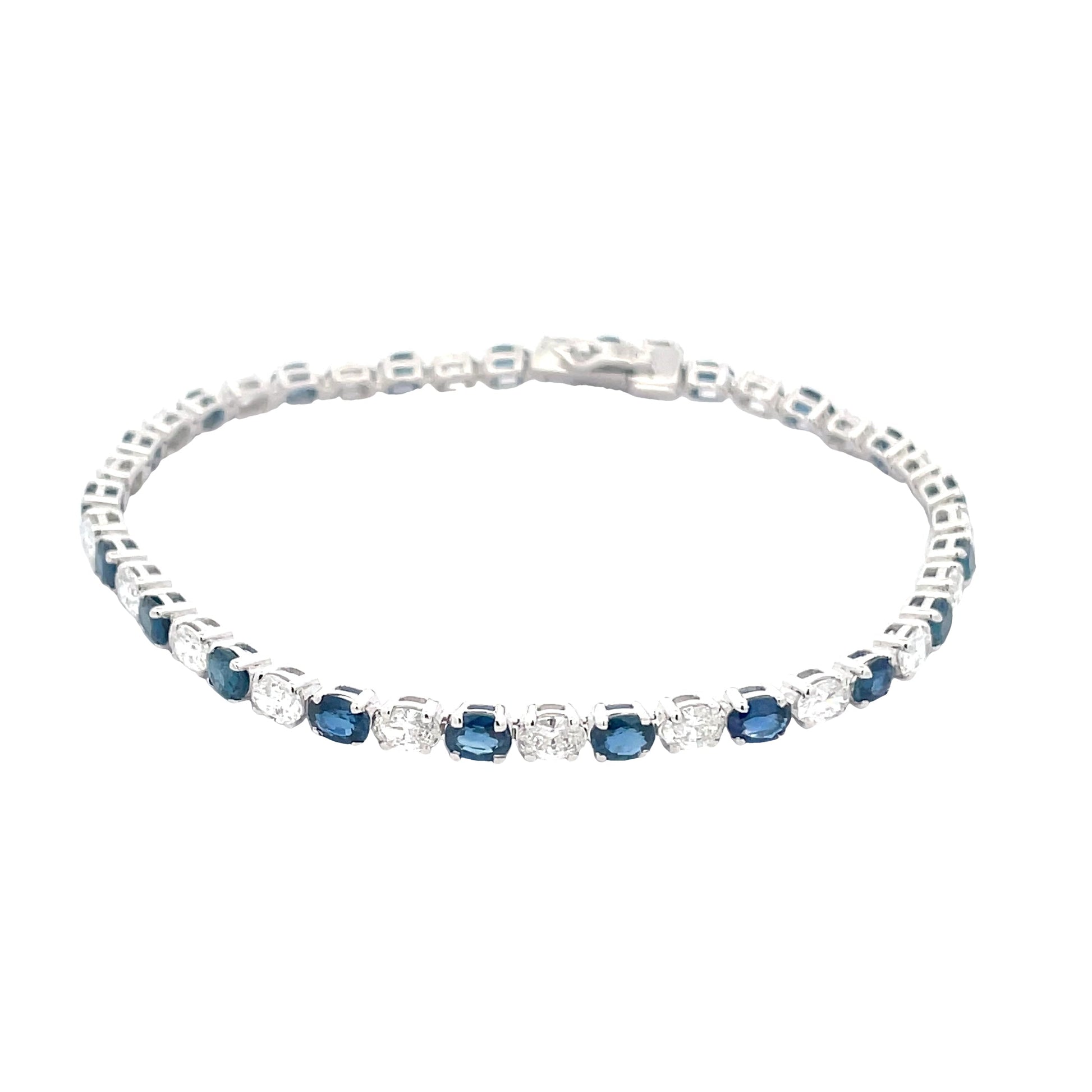 Oval Sapphire and Diamond Tennis Style Bracelet  Gardiner Brothers   