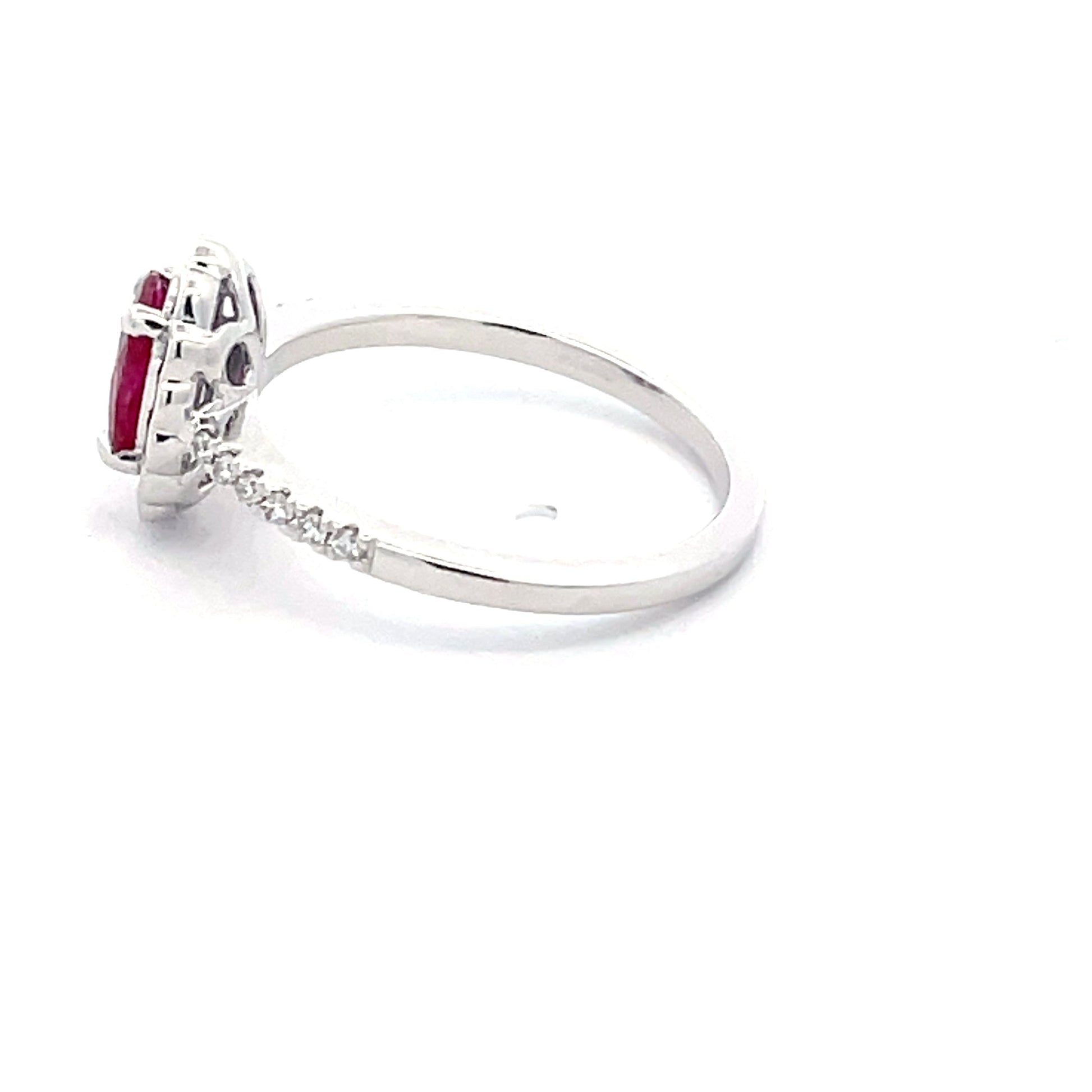 Oval Ruby And Round Brilliant Cut Diamond Cluster Style Ring  Gardiner Brothers   