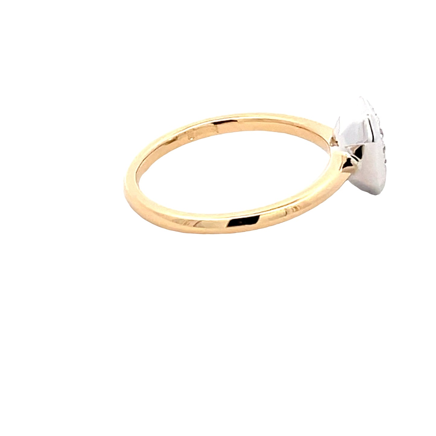 Yellow Gold Emerald and round brilliant cut diamond halo style ring Gardiner Brothers