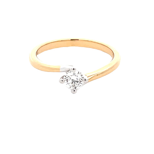 Yellow Gold Round Brilliant Cut Diamond Twist Solitaire Ring - 0.31cts Gardiner Brothers
