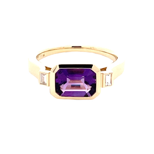 Amethyst and baguette cut diamond dress ring  Gardiner Brothers   