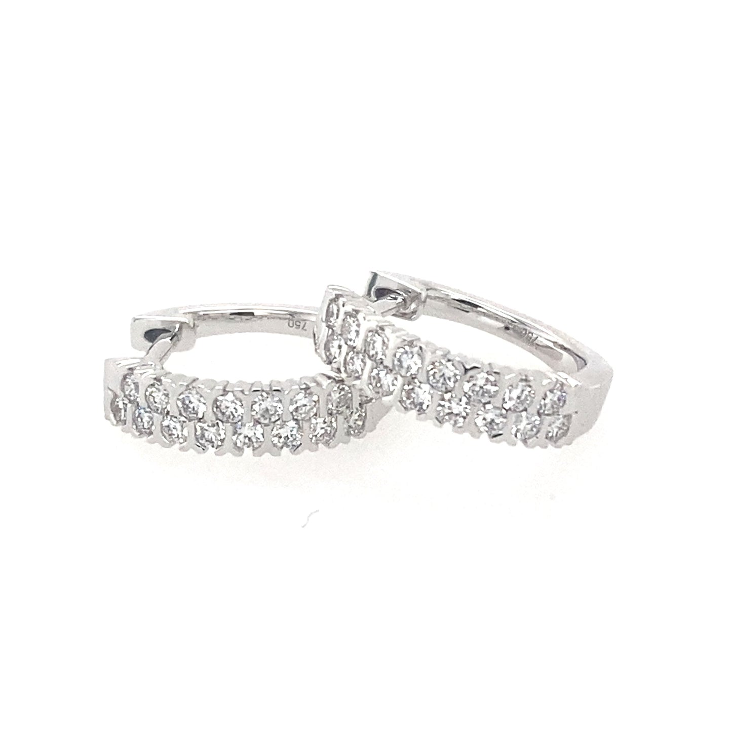 White Gold Double Row Diamond Hoop Earrings  Gardiner Brothers   