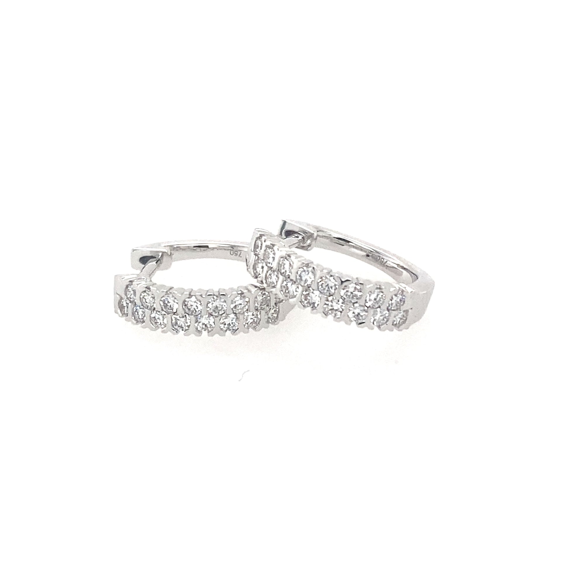 White Gold Double Row Diamond Hoop Earrings  Gardiner Brothers   