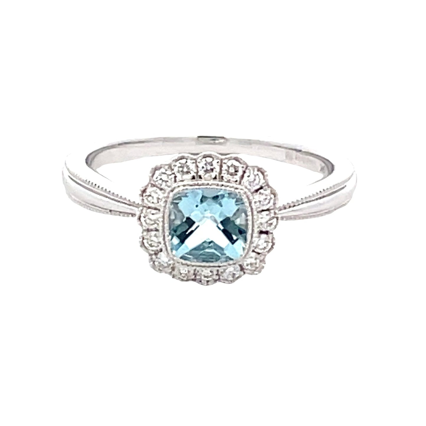 Aquamarine and diamond vintage style dress ring Gardiner Brothers