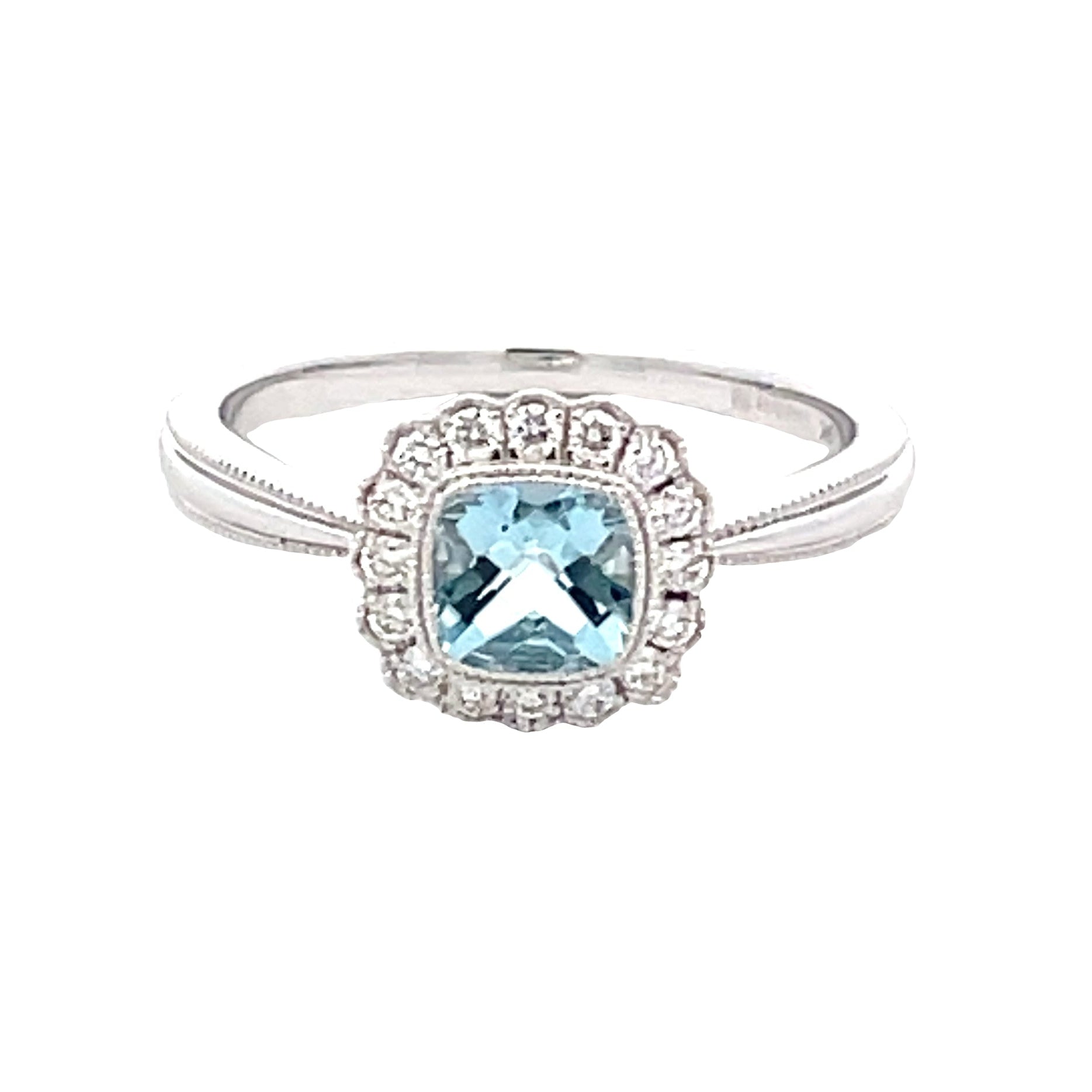 Aquamarine and diamond vintage style dress ring Gardiner Brothers