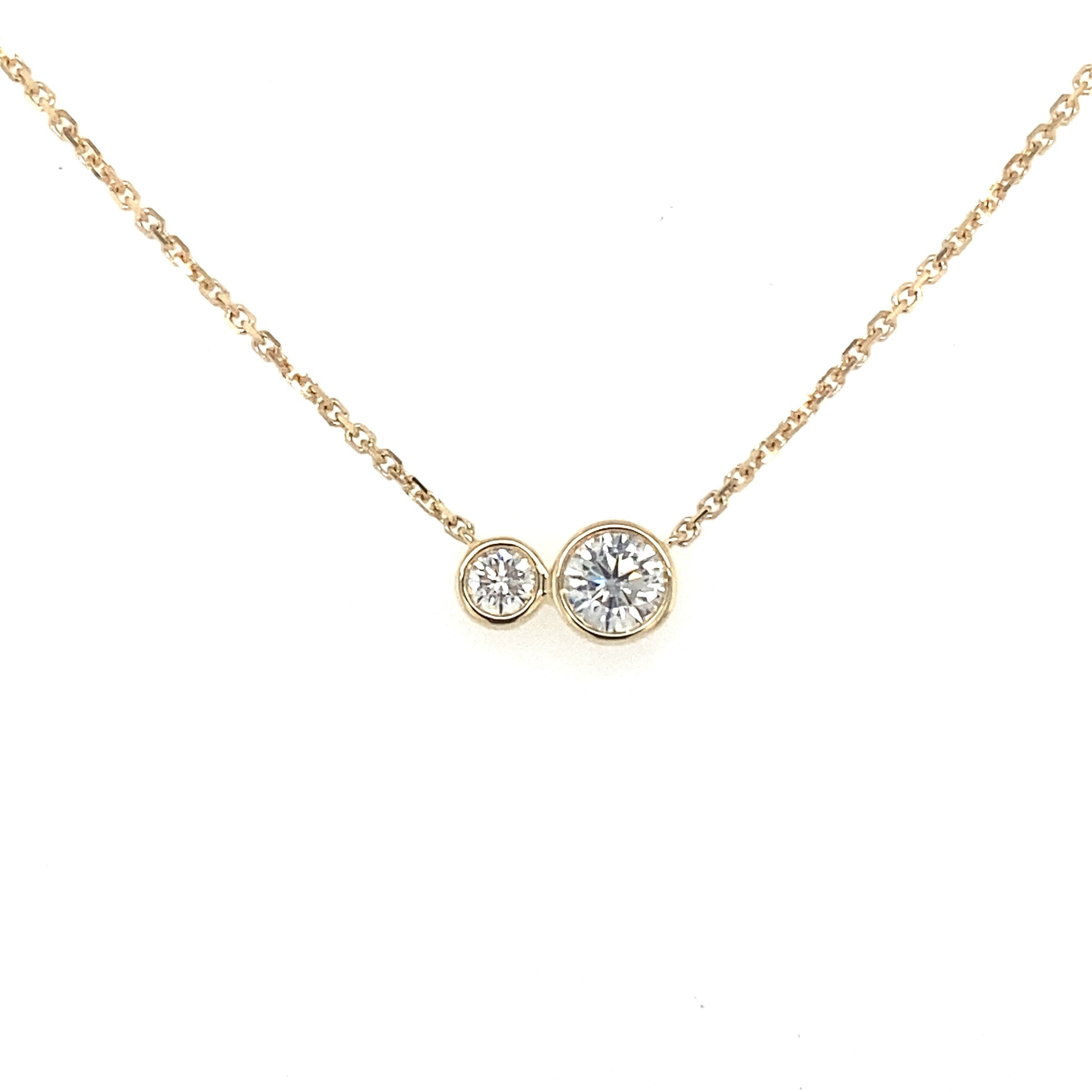 Yellow Gold 2 Round Brilliant Cut Diamond Necklet  Gardiner Brothers   