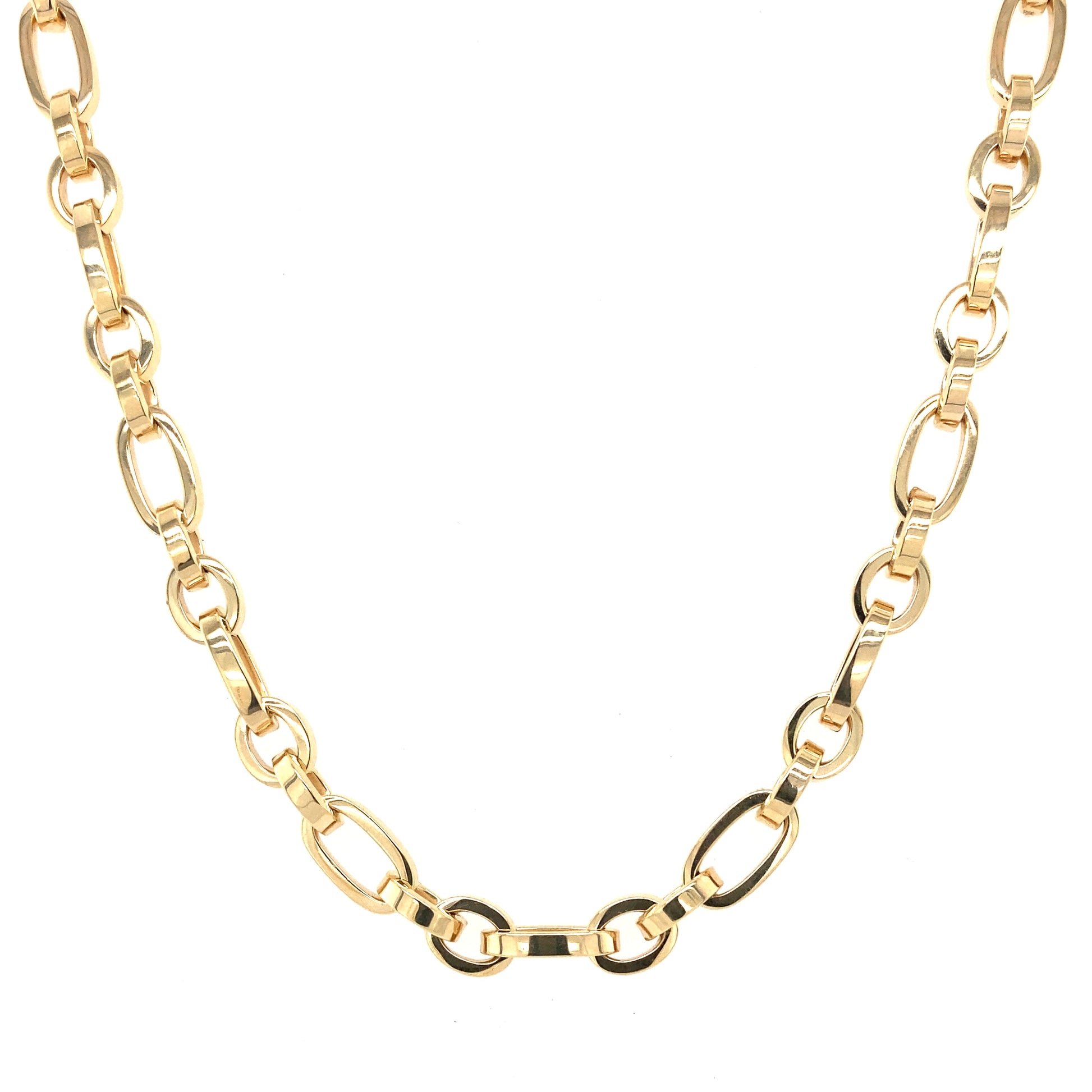 Yellow Gold Solid Oval Link Necklet  Gardiner Brothers   