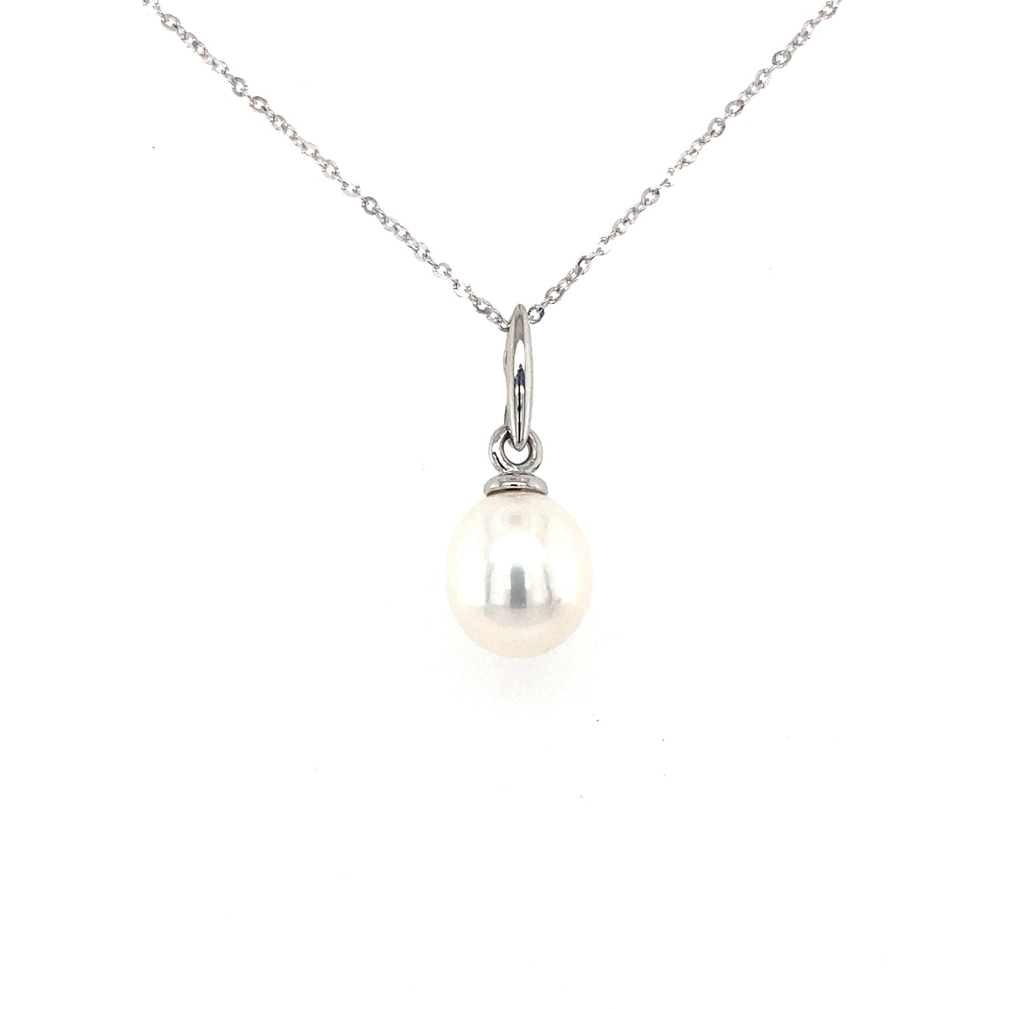 White Gold Pearl Drop Pendant  Gardiner Brothers   