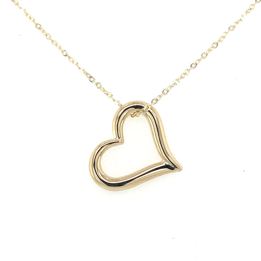 Yellow Gold Open Heart Shaped Pendant  Gardiner Brothers   