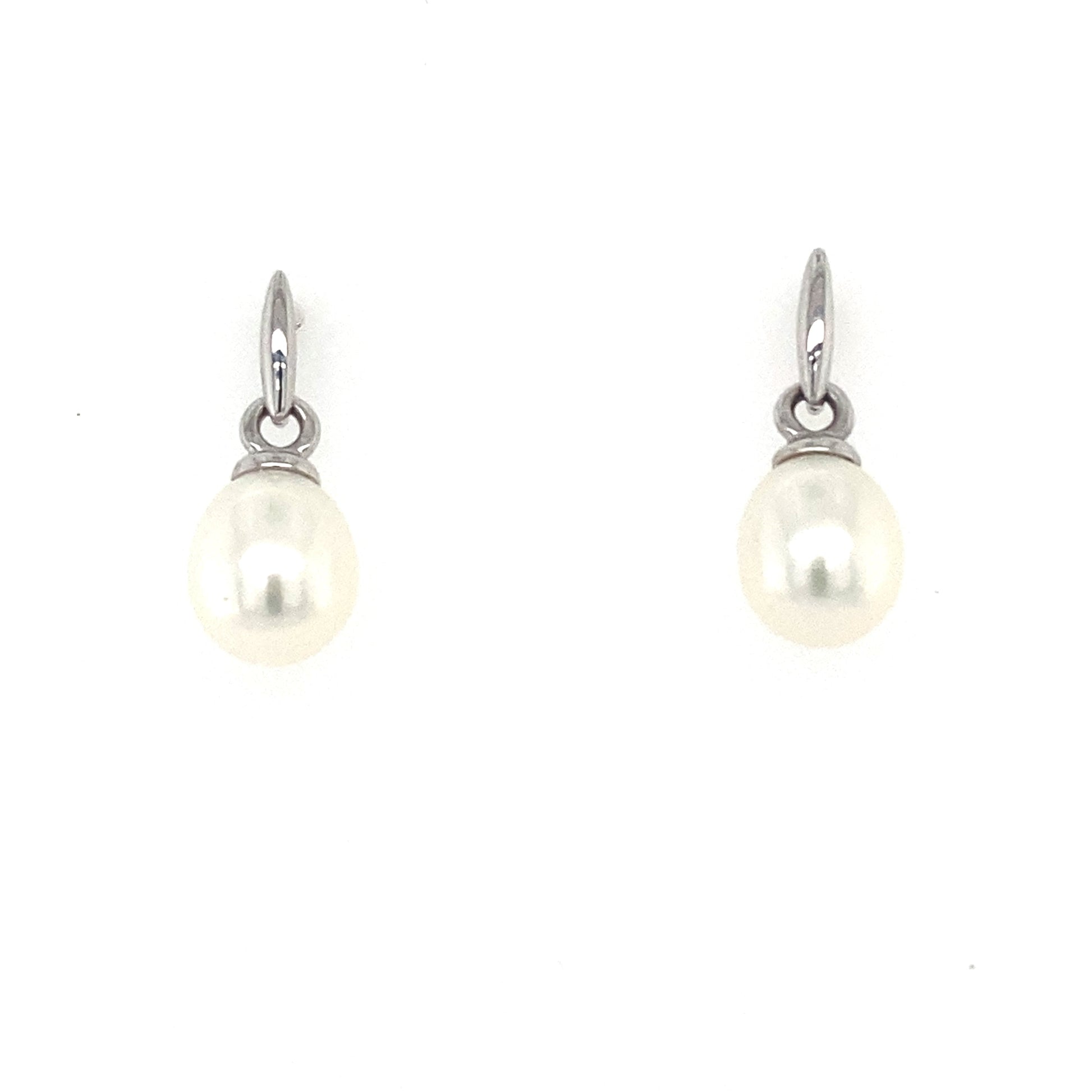 White Gold Pearl Drop Earrings  Gardiner Brothers   