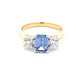 Octagonal Ceylon Sapphire and round brilliant cut diamond 3 stone ring  Gardiner Brothers   