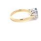 Octagonal Ceylon Sapphire and round brilliant cut diamond 3 stone ring  Gardiner Brothers   