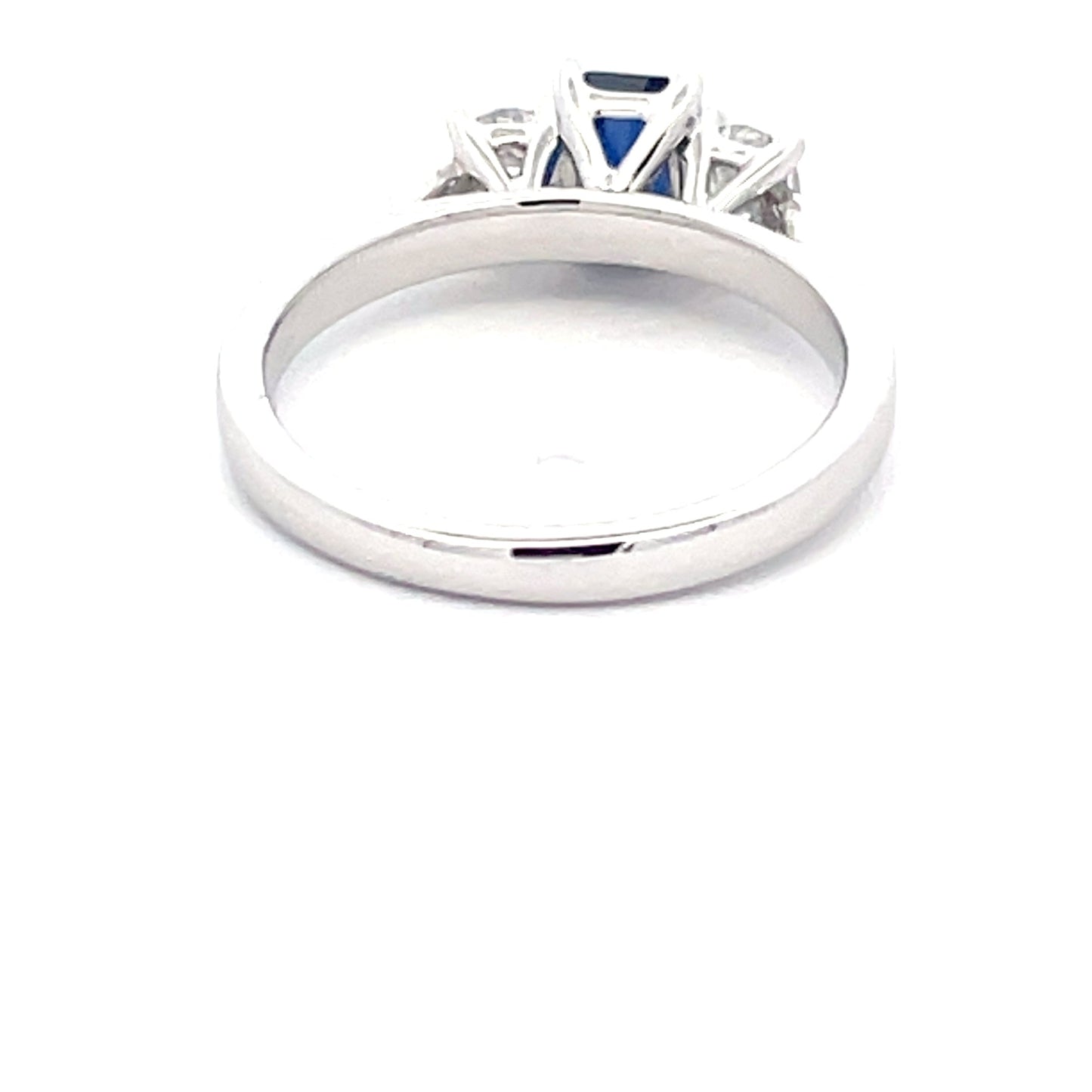 Octagonal Sapphire and round brilliant cut diamond 3 stone ring  Gardiner Brothers   