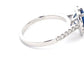 Pear Shaped Sapphire and round brilliant cut diamond halo cluster style ring  Gardiner Brothers   