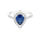 Pear Shaped Sapphire and round brilliant cut diamond halo cluster style ring  Gardiner Brothers   