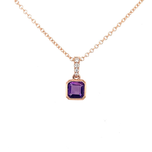 Square Amethyst and Diamond Pendant  Gardiner Brothers   