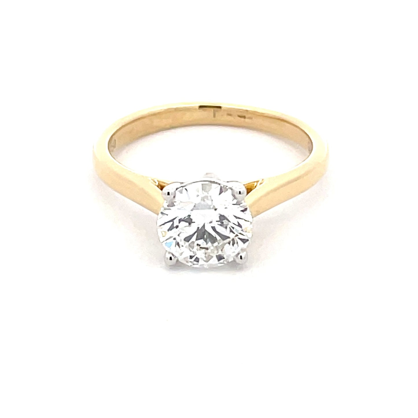 Yellow Gold Round Brilliant cut diamond solitaire ring - 1.51cts Gardiner Brothers