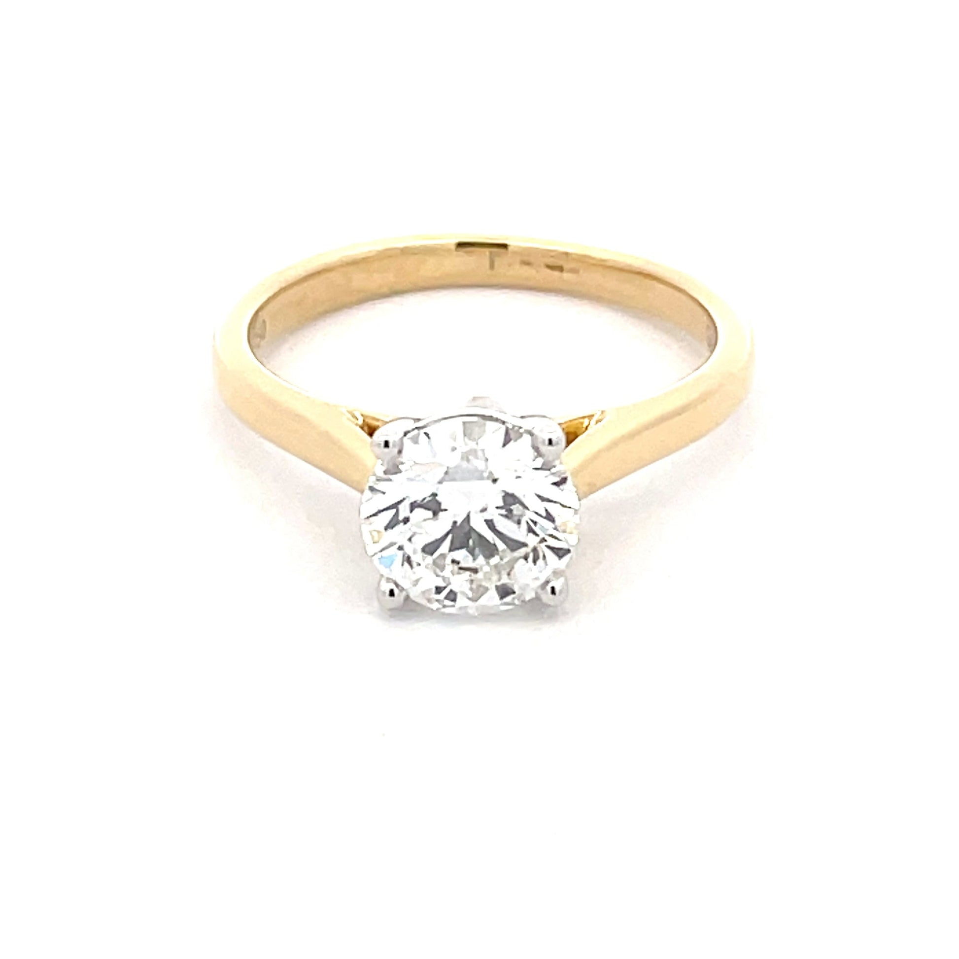 Yellow Gold Round Brilliant cut diamond solitaire ring - 1.51cts Gardiner Brothers