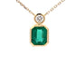 Square Step-cut Emerald and round brilliant cut diamond pendant  Gardiner Brothers   