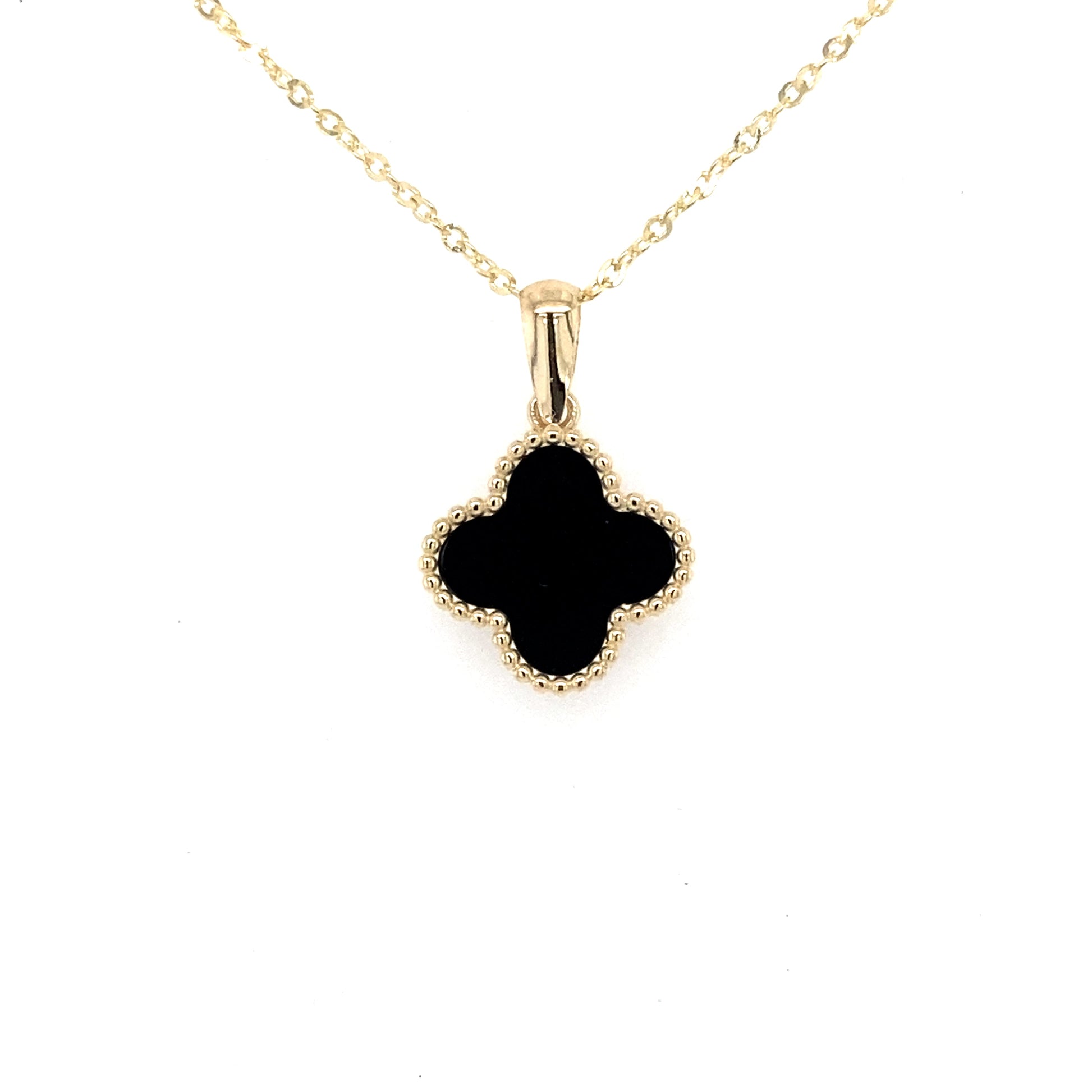 Yellow Gold Onyx Flower Petal Pendant Gardiner Brothers