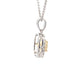 Cushion shaped yellow diamond halo cluster style pendant  Gardiner Brothers   