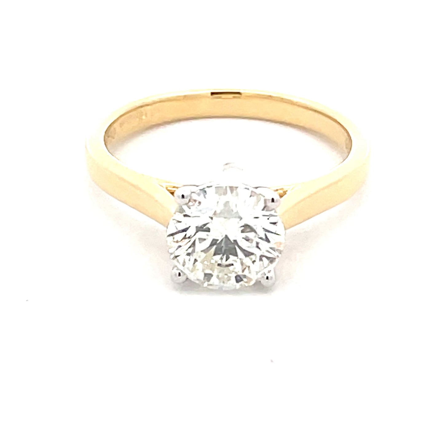Yellow Gold Round Brilliant Cut Diamond Solitaire Ring - 1.57cts Gardiner Brothers