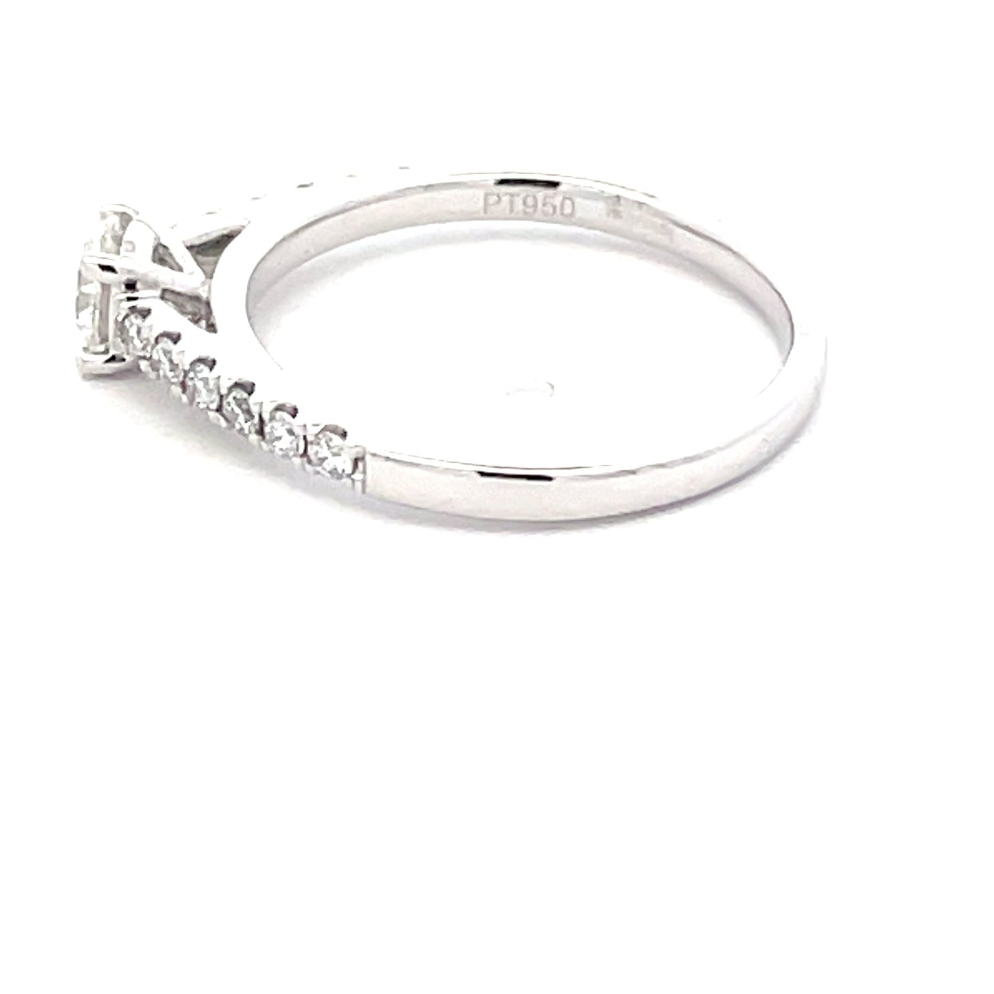 Platinum Round Brilliant Cut Diamond Solitaire Ring with diamond set shoulders -0.65cts Gardiner Brothers