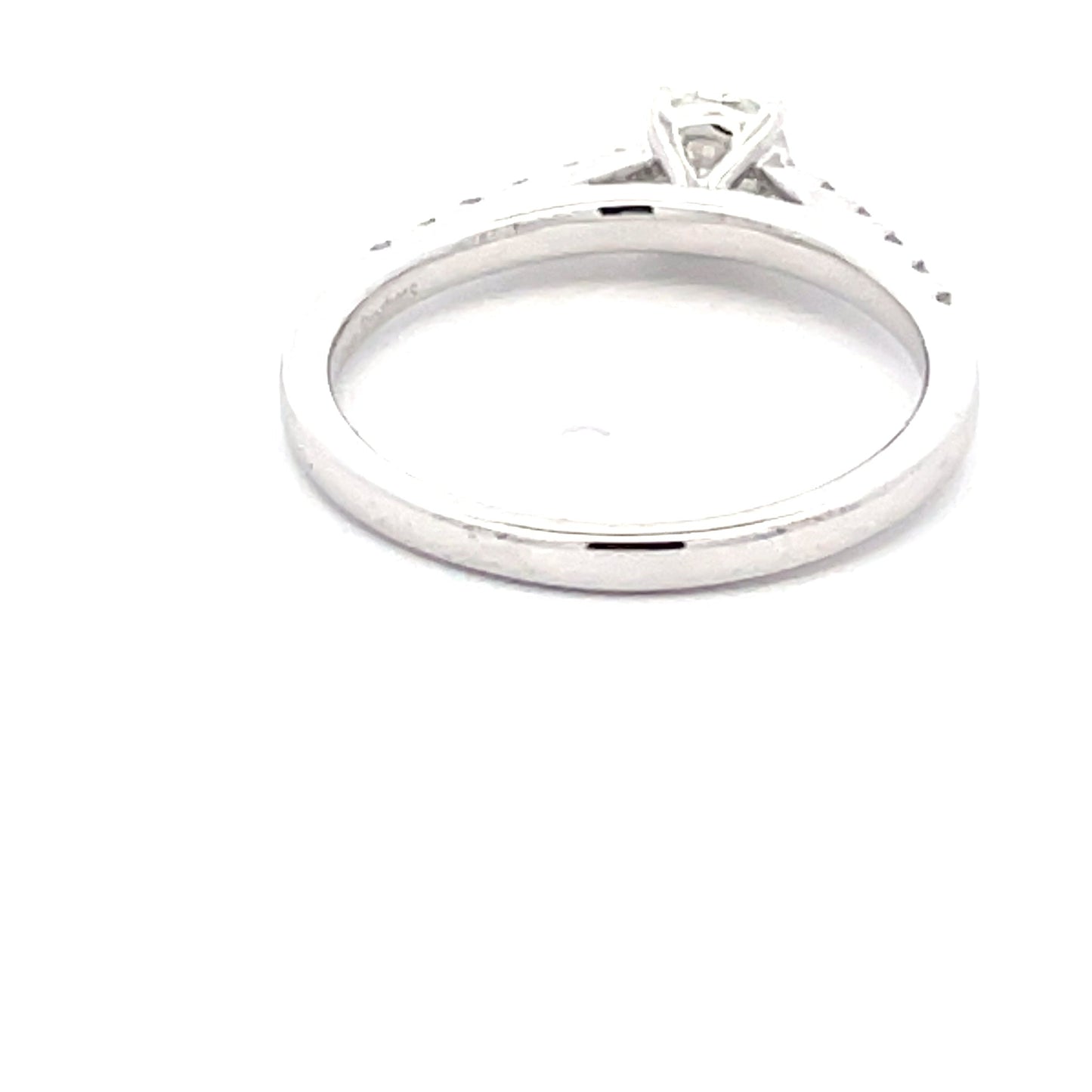 Platinum Round Brilliant Cut Diamond Solitaire Ring with diamond set shoulders -0.65cts Gardiner Brothers