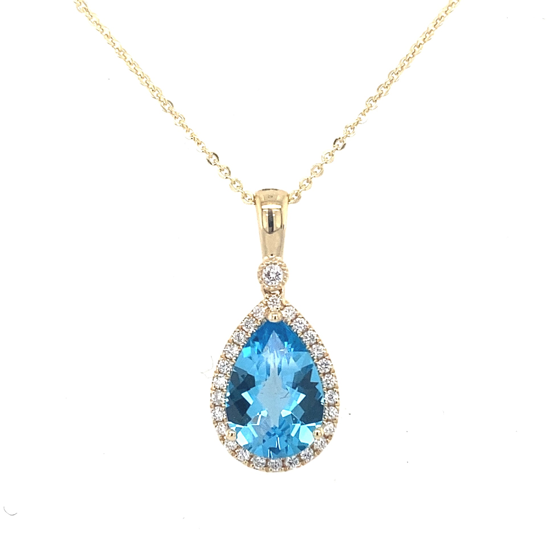 Pear Shaped Topaz and Diamond Pendant  Gardiner Brothers   