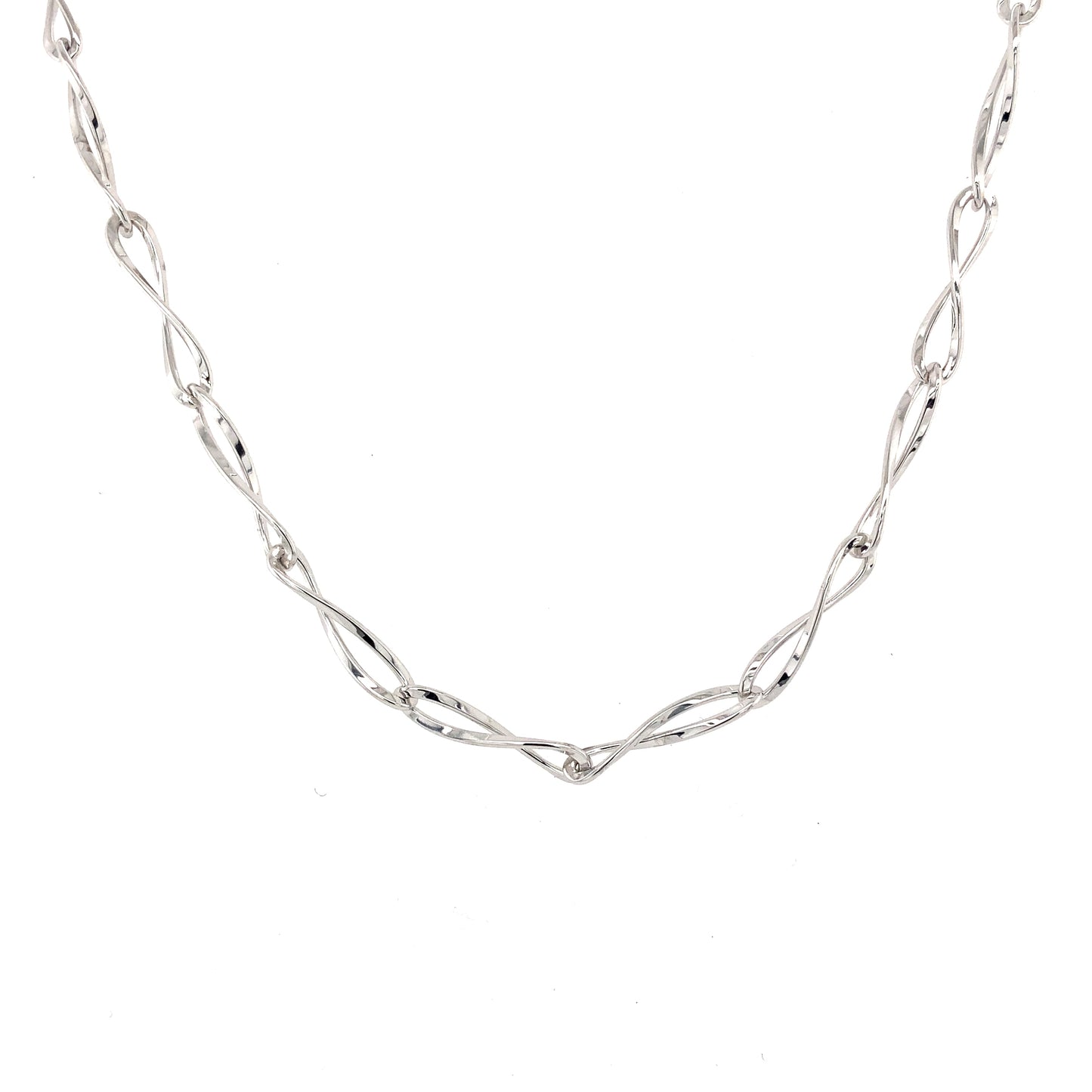 White Gold Figure of 8 Necklet  Gardiner Brothers   