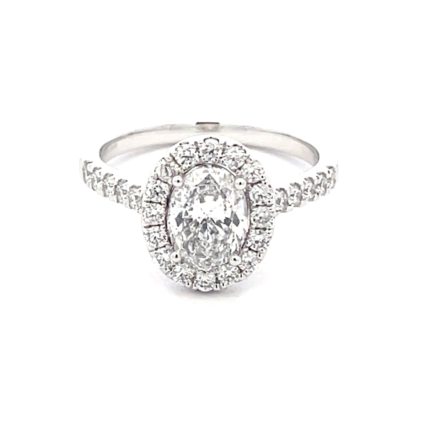 Platinum Oval Shaped Diamond Halo Cluster Style Ring - 1.52cts Gardiner Brothers