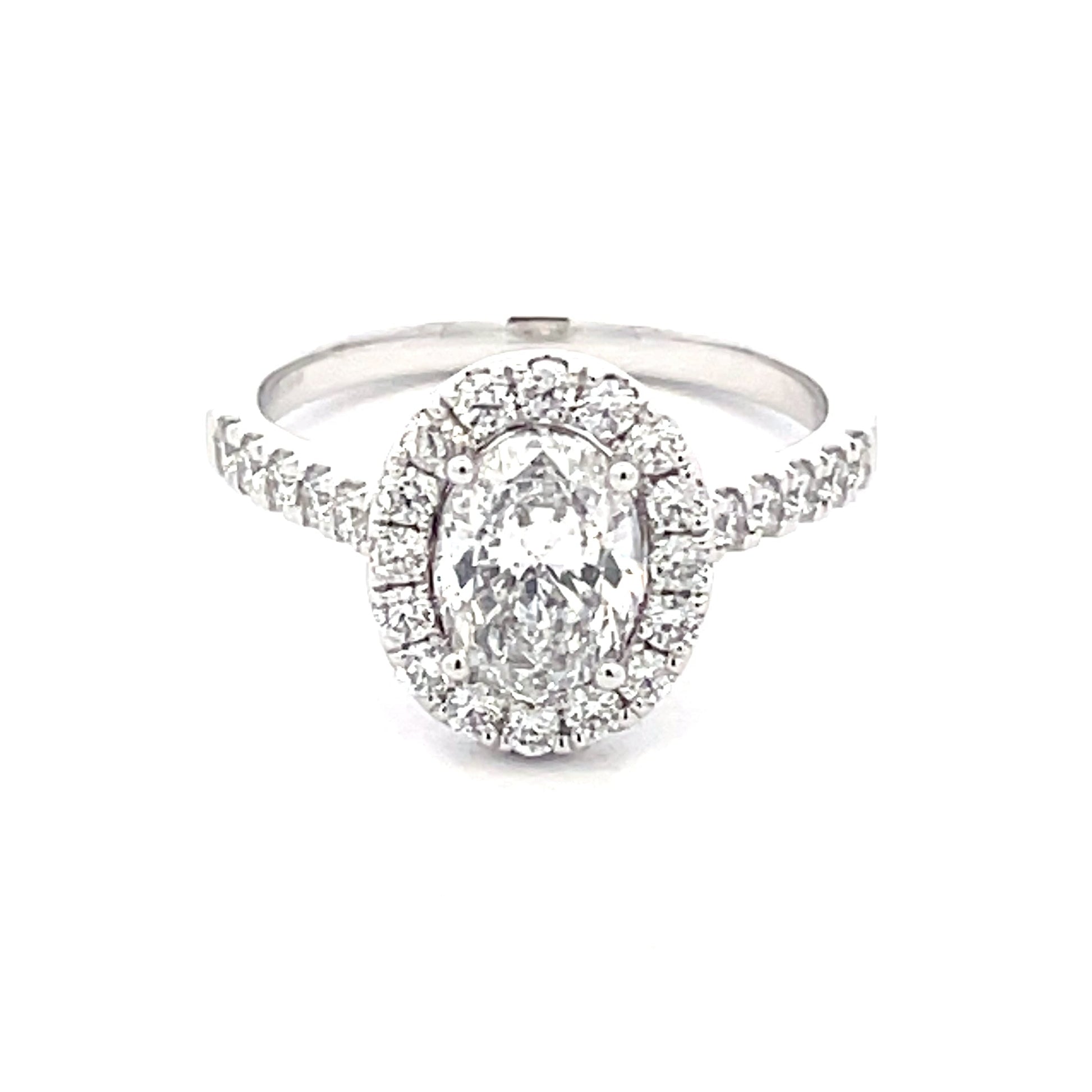 Platinum Oval Shaped Diamond Halo Cluster Style Ring - 1.52cts Gardiner Brothers