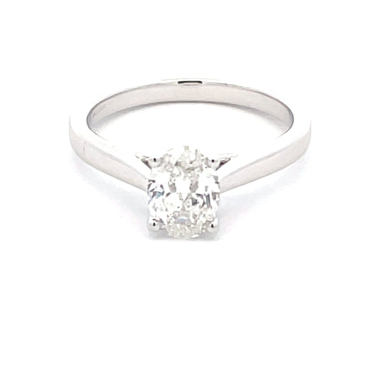 Platinum Oval Shaped Diamond Solitaire Ring - 0.90cts Gardiner Brothers