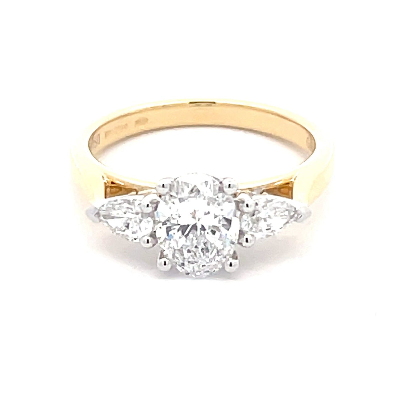 Oval and Pear Shaped Diamond 3 stone ring - 1.34cts  Gardiner Brothers   