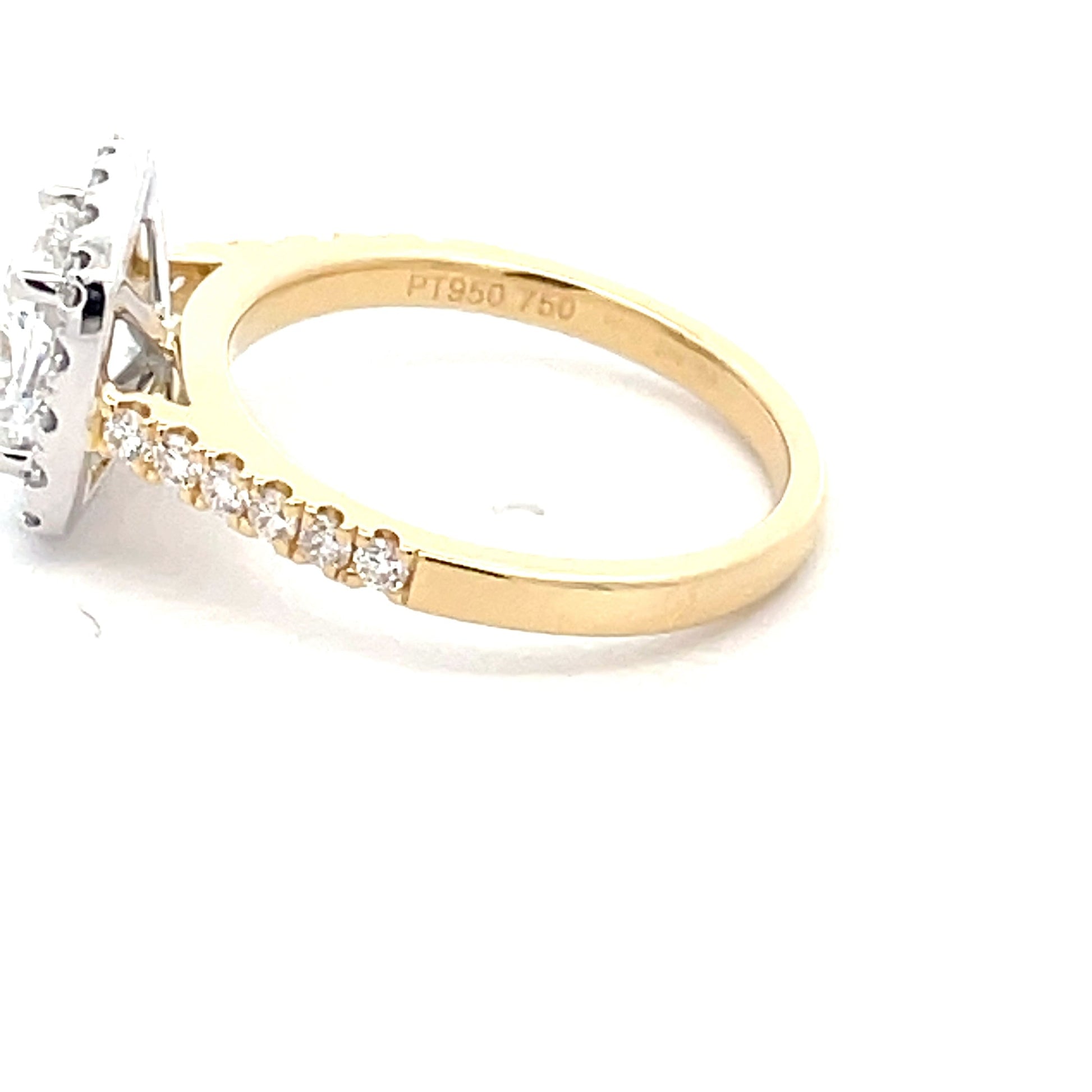 Yellow Gold Cushion Shaped Diamond Halo Cluster Style Ring - 2.07cts Gardiner Brothers