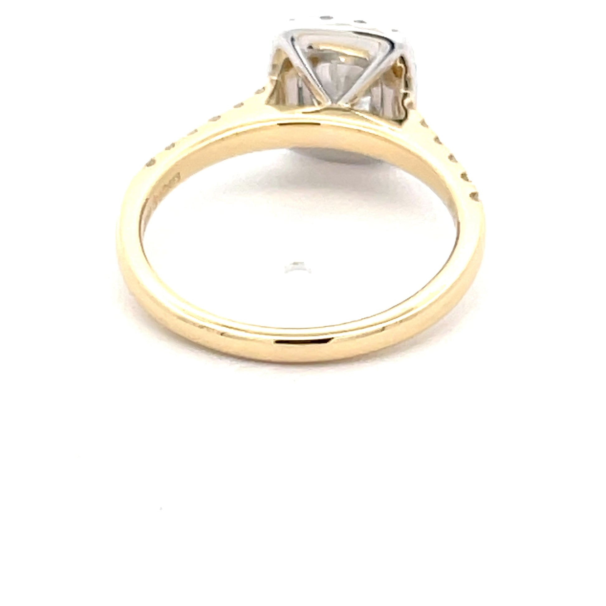 Yellow Gold Cushion shaped diamond halo cluster style ring - 1.24cts Gardiner Brothers