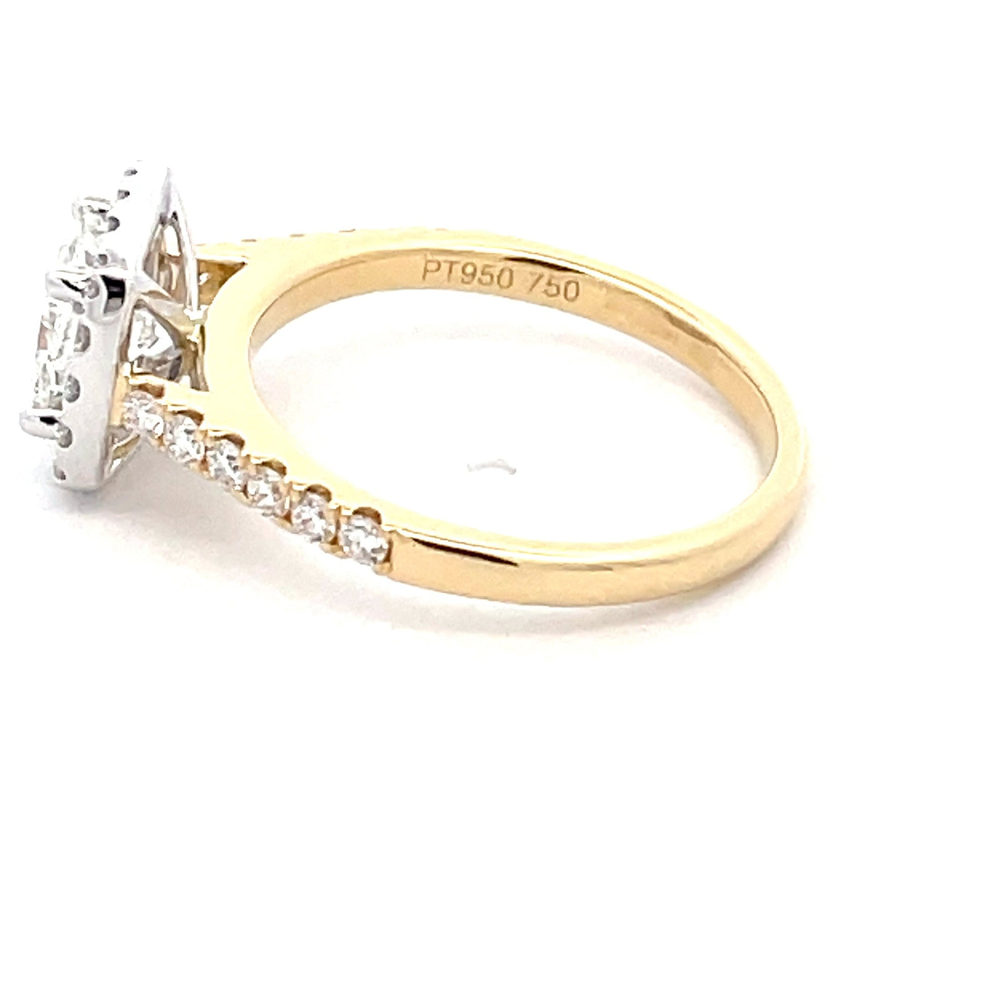 Yellow Gold Cushion Shaped Diamond Halo Cluster Style Ring - 1.51cts Gardiner Brothers