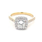 Yellow Gold Cushion Shaped Diamond Halo Cluster Style Ring - 1.51cts Gardiner Brothers