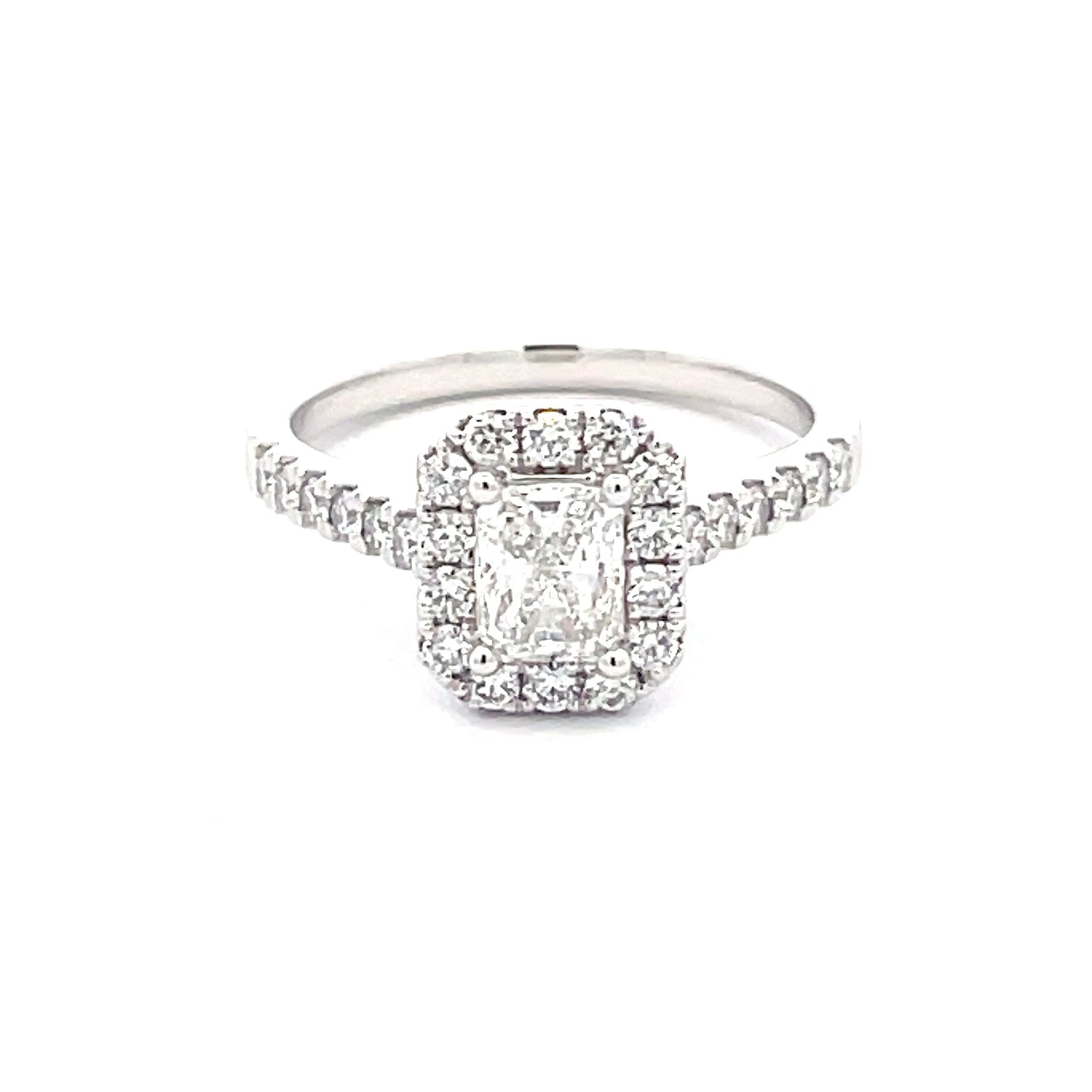 Platinum Radiant Cut Diamond Halo Cluster Style Ring - 1.17cts Gardiner Brothers